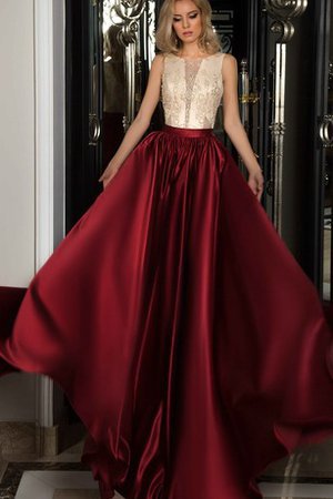 Reißverschluss A Linie Sweep Zug Satin Ballkleid mit Schaufel Ausschnitt - Bild 1