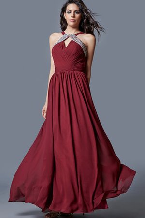 A-Linie Chiffon Bodenlanges Abendkleid mit Reißverschluss mit Perlen