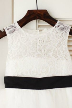 Tüll Prinzessin Natürliche Taile A-Line Schmetterlingsknoten Blumenmädchenkleid - Bild 5