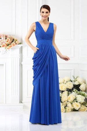 Empire Taille Ärmelloses Prinzessin Bodenlanges Brautjungfernkleid aus Chiffon