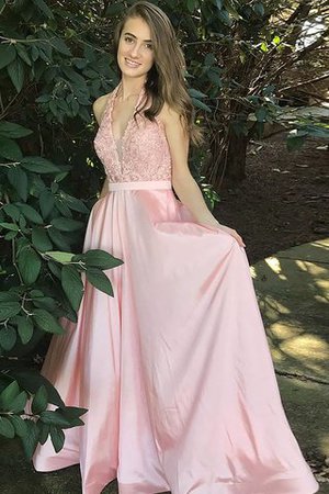 V-Ausschnitt Prinzessin A-Linie Abendkleid mit Bordüre ohne Ärmeln - Bild 1
