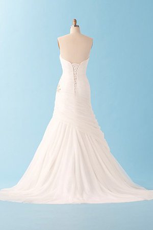 A-Line Drapiertes Anständiges Brautkleid ohne Träger mit Juwel Mieder - Bild 2
