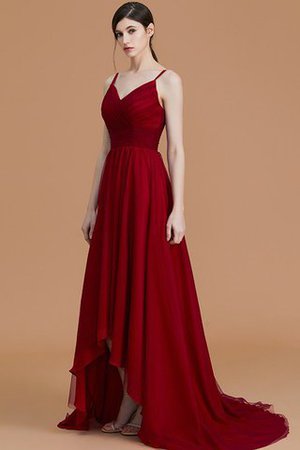 Asymmetrisch Normale Taille Chiffon A-Line Brautjungfernkleid mit Rüschen