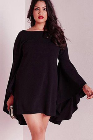 Polyester Ausschnitt Elasthan Mit langen Ärmeln Modisch Minikleid Bateau Club Kleider