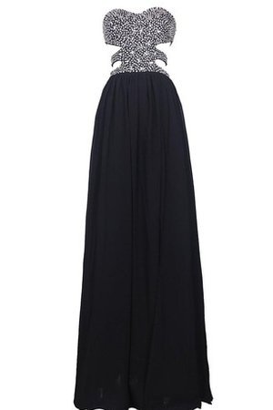 A Linie Perlenbesetztes Natürliche Taile Herz-Ausschnitt Abschlusskleid aus Chiffon - Bild 2