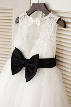 Tüll Prinzessin Natürliche Taile A-Line Schmetterlingsknoten Blumenmädchenkleid - Bild 3