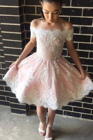 Natürliche Taile Prinzessin A-Linie Ärmelloses Abschlusskleid mit Bordüre - Bild 2