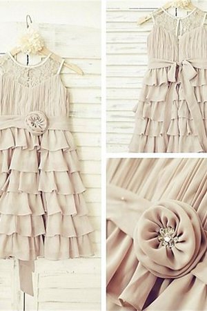 Ärmelloses Chiffon Reißverschluss a linie Blumenmädchenkleid mit Blume - Bild 7
