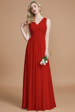 A-Line Prinzessin Chiffon Bodenlanges Brautjungfernkleid mit Reißverschluss - Bild 28