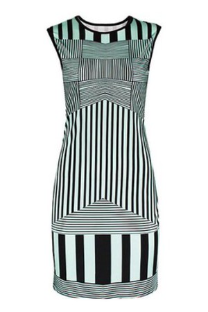 Kleid ärmellos Drucken Bodycon Gestreift Club Kleider