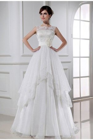 Prinzessin Ärmelloses Organza Brautkleid mit Empire Taille mit Blume - Bild 1