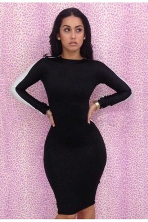 Knielänge Schwarz Exquisit Party Kleid Polyester Club Kleider