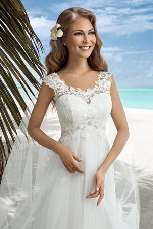 Strand Empire Taille Schlichtes Brautkleid mit Watteau Schleppe mit Rücken Schnürung - Bild 2