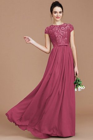 Prinzessin Chiffon Juwel Ausschnitt Kurze Ärmeln Bodenlanges Brautjungfernkleid - Bild 11