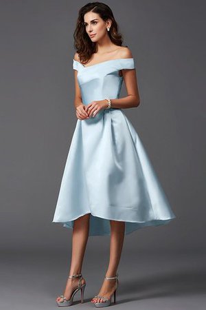 Ärmelloses Prinzessin A-Line Satin Vorn Kurz Hinten Lang Brautjungfernkleid - Bild 17