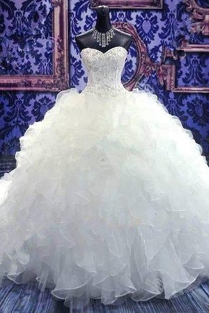 Faszinierend Paillette Duchesse-Linie Organza Brautkleid mit Herz-Ausschnitt mit Perlen - Bild 4