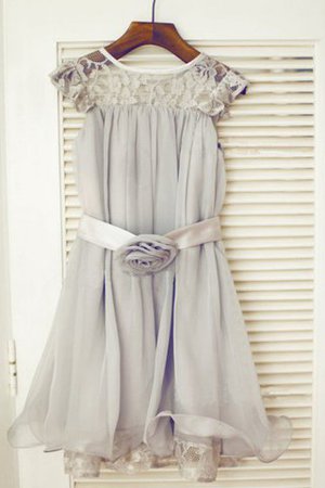 Prinzessin Chiffon A-Linie Bodenlanges Blumenmädchenkleid mit Reißverschluss - Bild 1