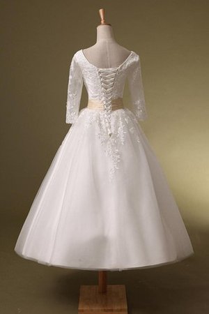 Rückenfreies Paillette Lange Ärmeln Drapiertes Brautkleid mit Bordüre - Bild 2