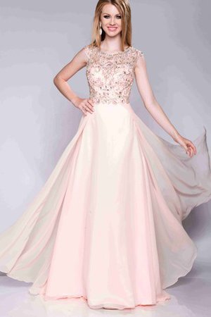 Perlenbesetztes Chiffon Bateau Ausschnitt Schlüsselloch Rücken Luxus Ballkleid