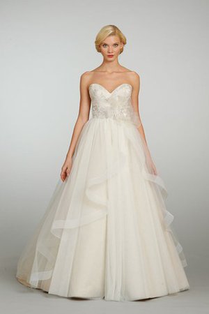 Rückenfreies Sweep Zug Natürliche Taile Brautkleid mit Rüschen aus Organza