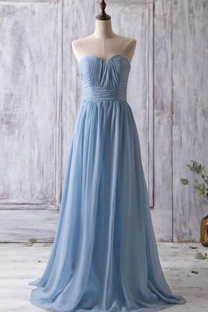 A-Line Chiffon Gerüschtes Brautjungfernkleid ohne Träger mit Reißverschluss - Bild 1