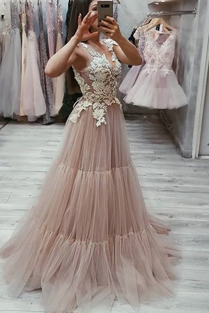 Saugfähig A-Linie Prinzessin Ärmelloses Ballkleid mit Applikation aus Tüll