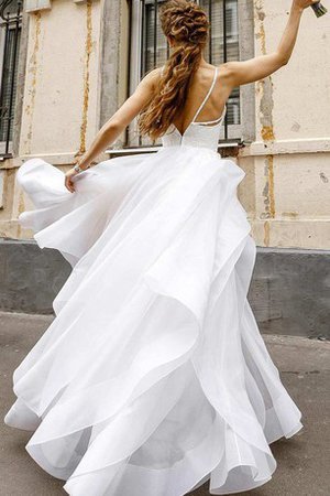V-Ausschnitt Sweep Train Ärmelloses Elegantes Brautkleid mit Bordüre