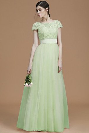 Tüll Prinzessin A-Linie Bodenlanges Brautjungfernkleid mit Schleife - Bild 33