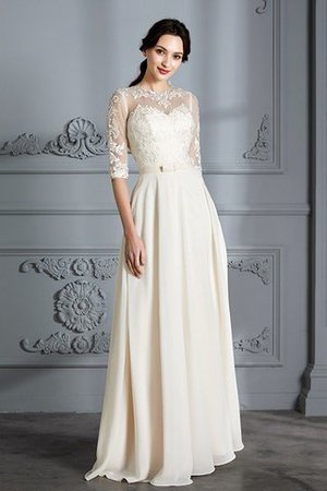 A-Line Prinzessin Natürliche Taile Brautkleid aus Chiffon mit Schaufel Ausschnitt - Bild 6