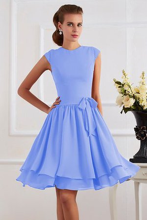 Normale Taille Chiffon Knielanges Brautjungfernkleid mit Schleife mit Gürtel - Bild 17