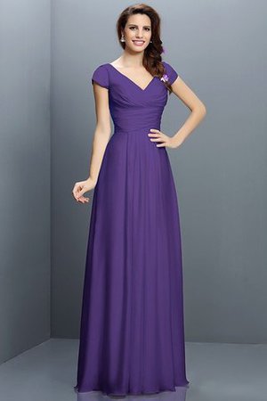 Reißverschluss Kurze Ärmeln Plissiertes Prinzessin Brautjungfernkleid aus Chiffon - Bild 24