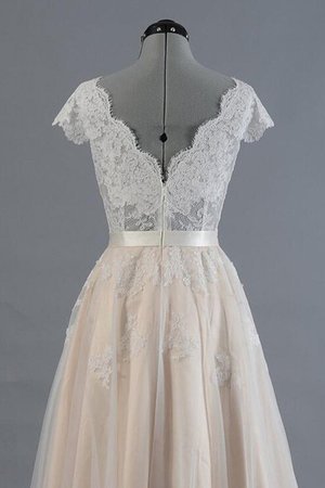 A-Line Normale Taille Beliebt V-Ausschnitt Prinzessin Bodenlanges Brautkleid mit Applike - Bild 4