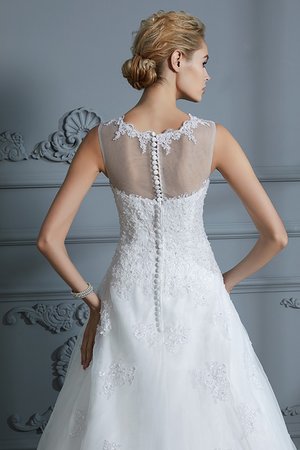 Ärmellos Tüll Schaufel-Ausschnitt Unglaublich Duchesse-Linie Brautkleid mit Applikation - Bild 8