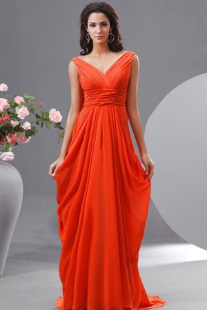 Chiffon V-Ausschnitt Drapiertes Empire Taille Sittsames Brautmutterkleid