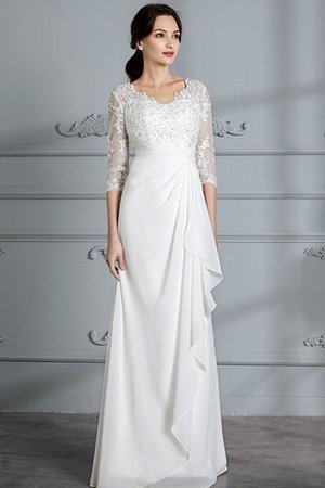 Normale Taille Etui V-Ausschnitt Dreiviertel Länge Ärmeln Chiffon Brautkleid - Bild 4