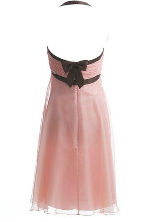 Reißverschluss Chiffon Nackenband Kurzes Cocktailkleid mit Blume - Bild 2