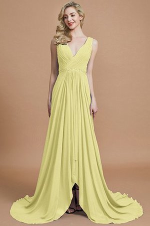 V-Ausschnitt Natürliche Taile Chiffon A-Linie Ärmelloses Brautjungfernkleid - Bild 13