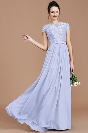 Prinzessin Chiffon Juwel Ausschnitt Kurze Ärmeln Bodenlanges Brautjungfernkleid - Bild 23