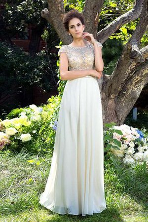 Sweep Train Reißverschluss Empire Taille Chiffon Abendkleid mit kurzen Ärmeln