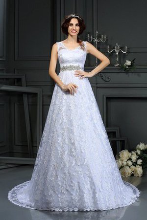 Reißverschluss Satin Normale Taille Prinzessin Brautkleid mit Bordüre - Bild 1