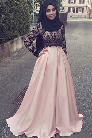 Natürliche Taile A-Linie Prinzessin Ehrbar Ballkleid mit Applikation aus Satin - Bild 1