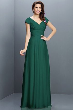 Reißverschluss Kurze Ärmeln Plissiertes Prinzessin Brautjungfernkleid aus Chiffon - Bild 9