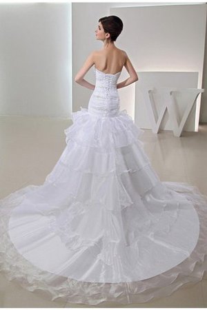 Ärmelloses Organza Kapelle Schleppe Perlenbesetztes Herz-Ausschnitt Brautkleid - Bild 2