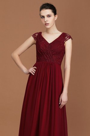 Faszinierend Chiffon Bodenlanges Brautjungfernkleid mit Kurzen Ärmeln mit Bordüre - Bild 7