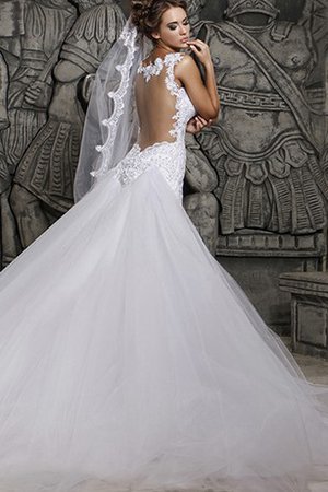 Ärmellos Gesticktes Modern Brautkleid mit Bordüre mit Gericht Schleppe - Bild 2