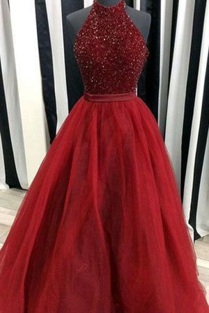 Ärmelloses Organza Empire Taille Perlenbesetztes Bodenlanges Ballkleid