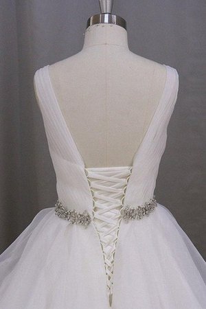 Ärmelloses Gerüschtes Bodenlanges Brautkleid mit Rüschen mit Rücken Schnürung - Bild 2