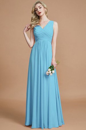 A-Line Prinzessin Chiffon Bodenlanges Brautjungfernkleid mit Reißverschluss - Bild 8
