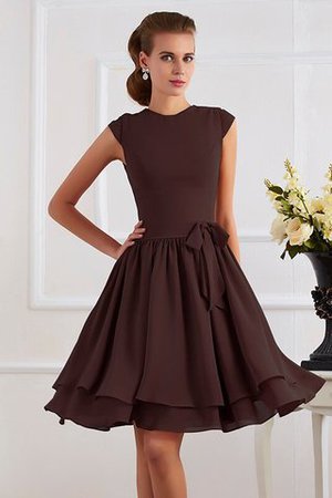 Normale Taille Chiffon Knielanges Brautjungfernkleid mit Schleife mit Gürtel - Bild 5