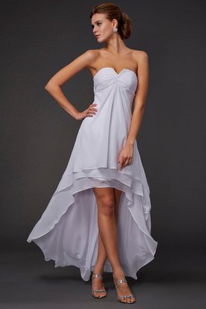 A Linie Reißverschluss Ärmellos Rocklänge-asymmetrisches Abendkleid mit Rüschen - Bild 1